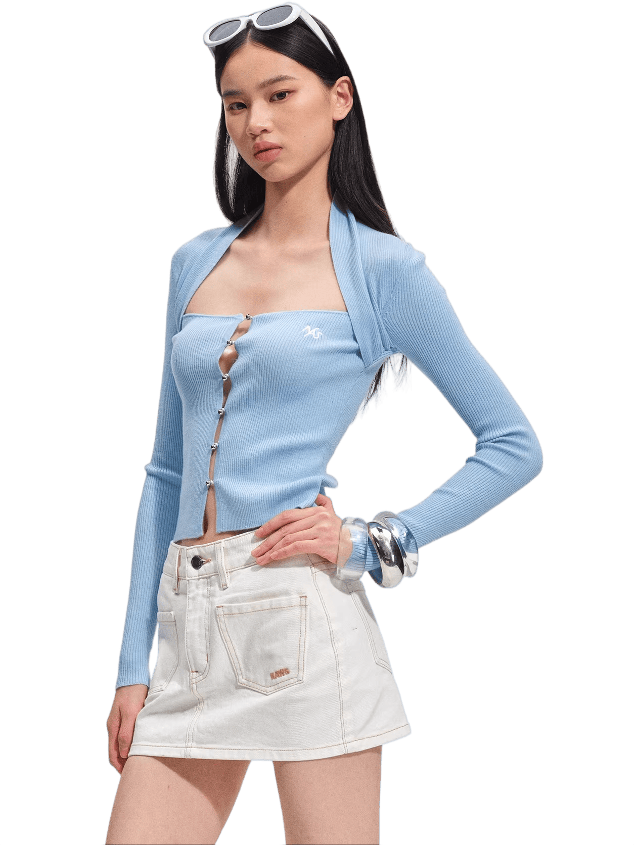 Wool-Blend Layered Illusion Pointelle Sweater