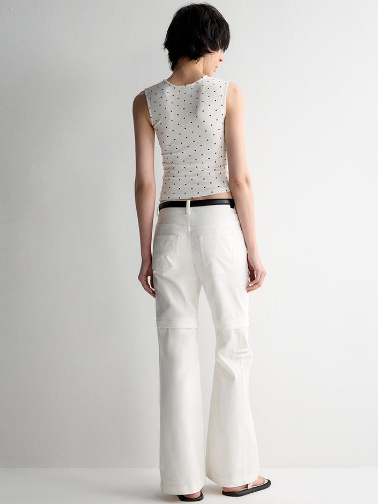 Two-Piece Polka-Dot Printed Sleeveless Vest - CHINASQUAD