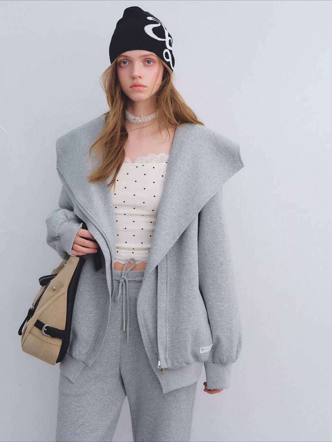 Lace Panel Polka Dot Cami Top