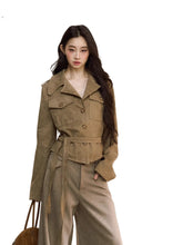 Khaki Suede Cropped Jacket - CHINASQUAD