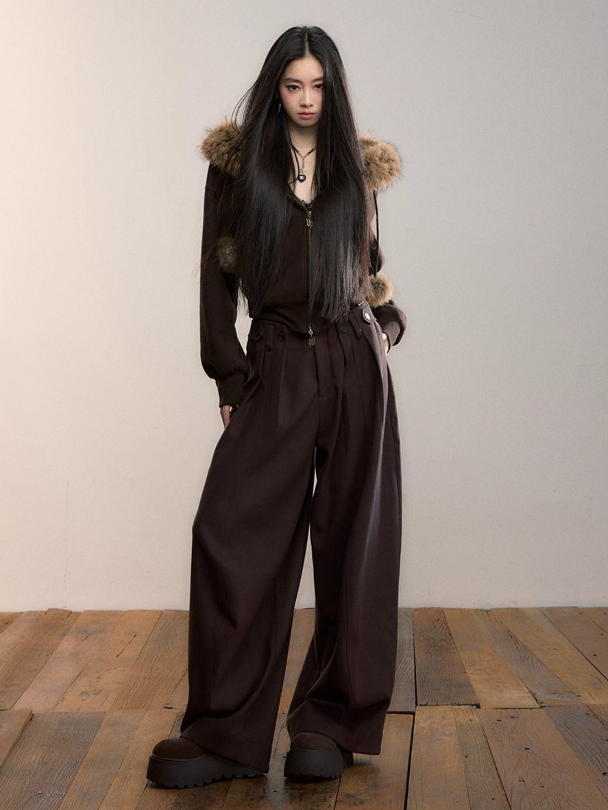 Tailored Pleated Wide-Leg Trousers