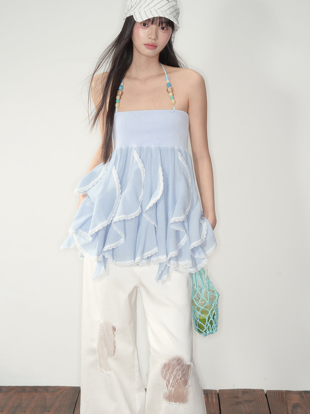 Blue Ruffled Convertible Skirt - CHINASQUAD