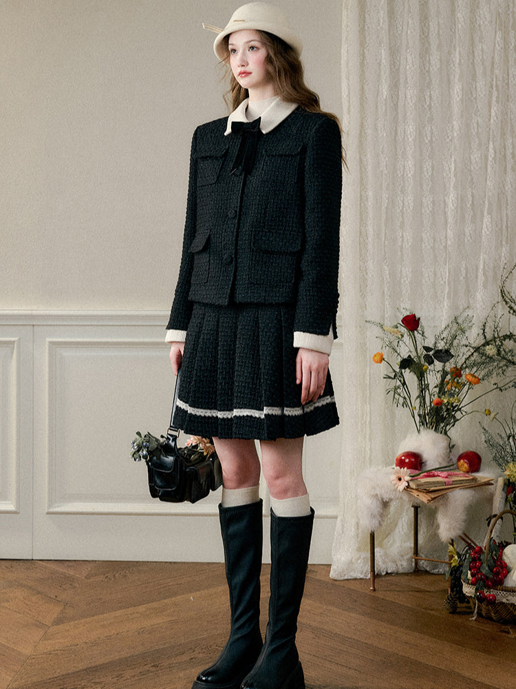 Galaxy Classic Wool Pleated Skirt Set - CHINASQUAD