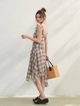 Checkered Print Asymmetrical Slip Dress - CHINASQUAD