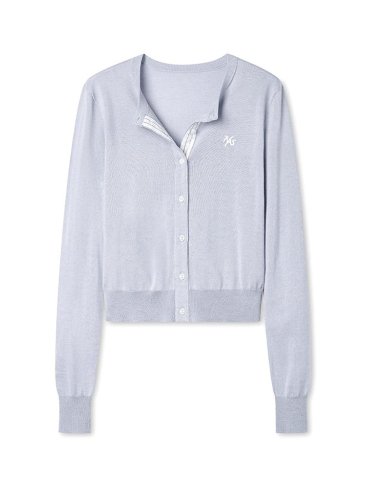 Rosemary Wool Spliced Knit Cardigan - CHINASQUAD