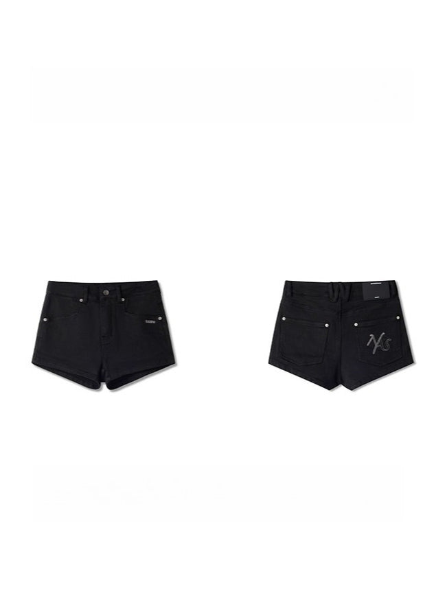 Black Sand Stretch Denim Shorts