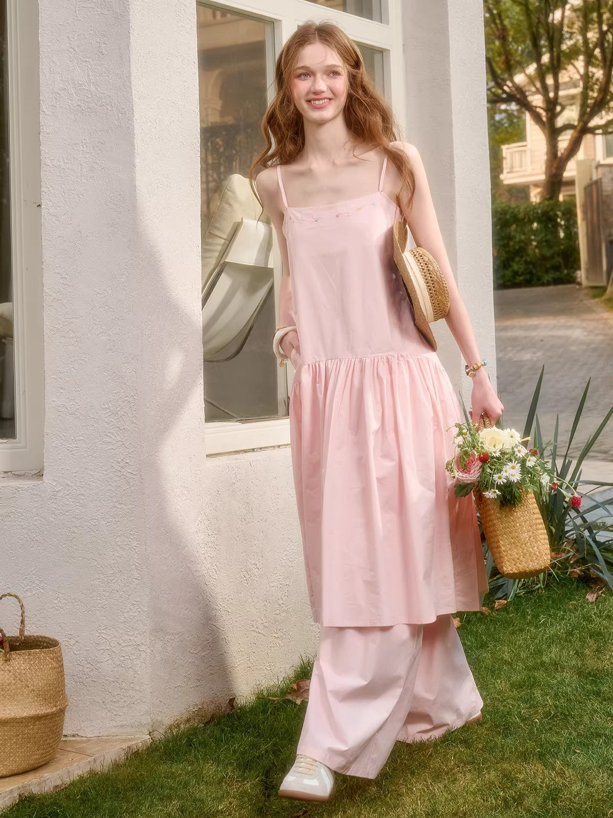 Embroidered Shirt Dress & Slip Dress Set