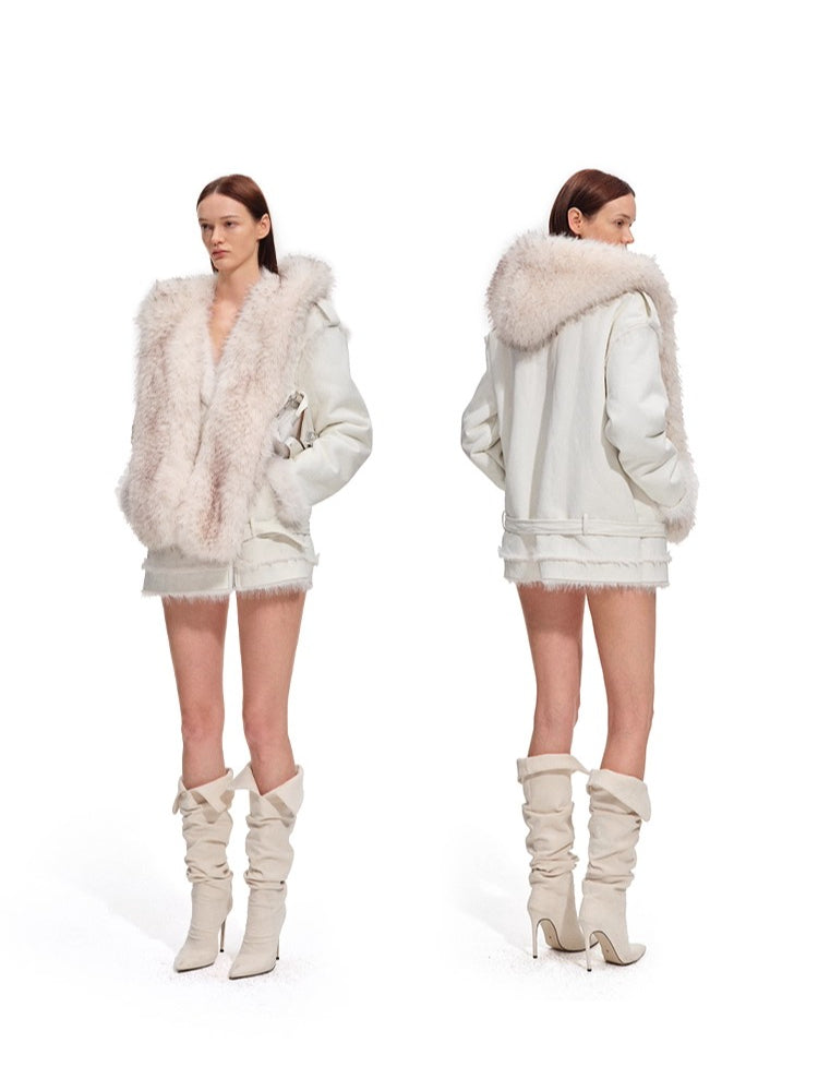 Polar Eco Fox Fur Hooded Scarf Hat