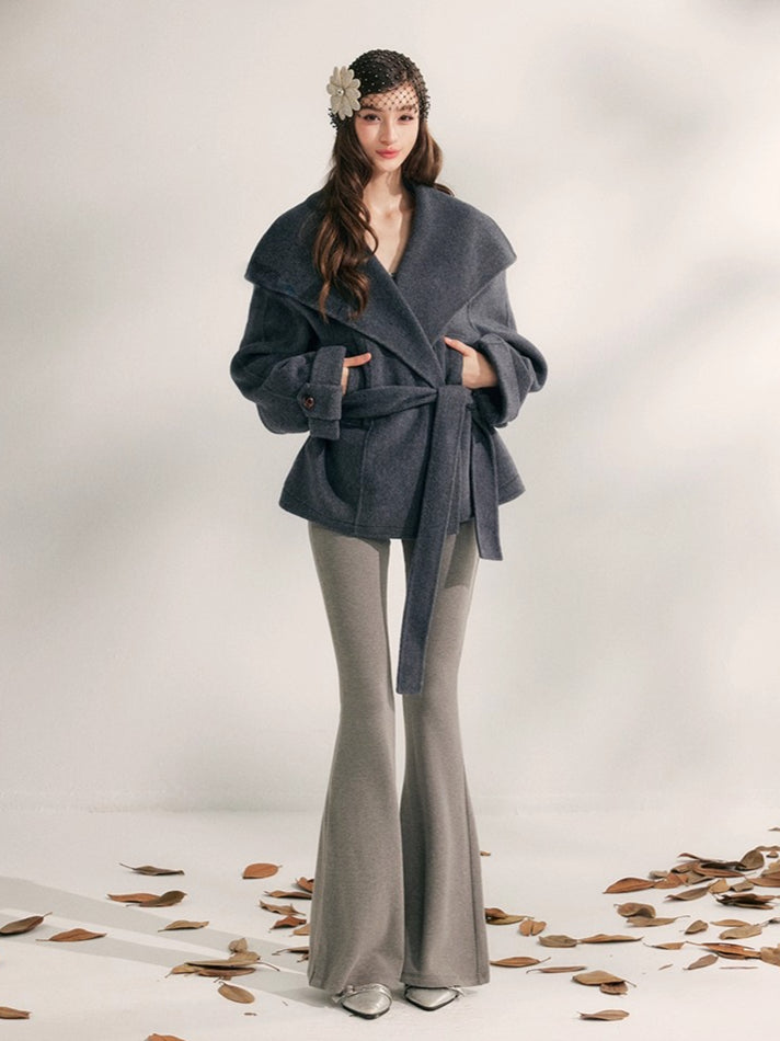 Wool Harmony Double-Faced Short Belted Jacket