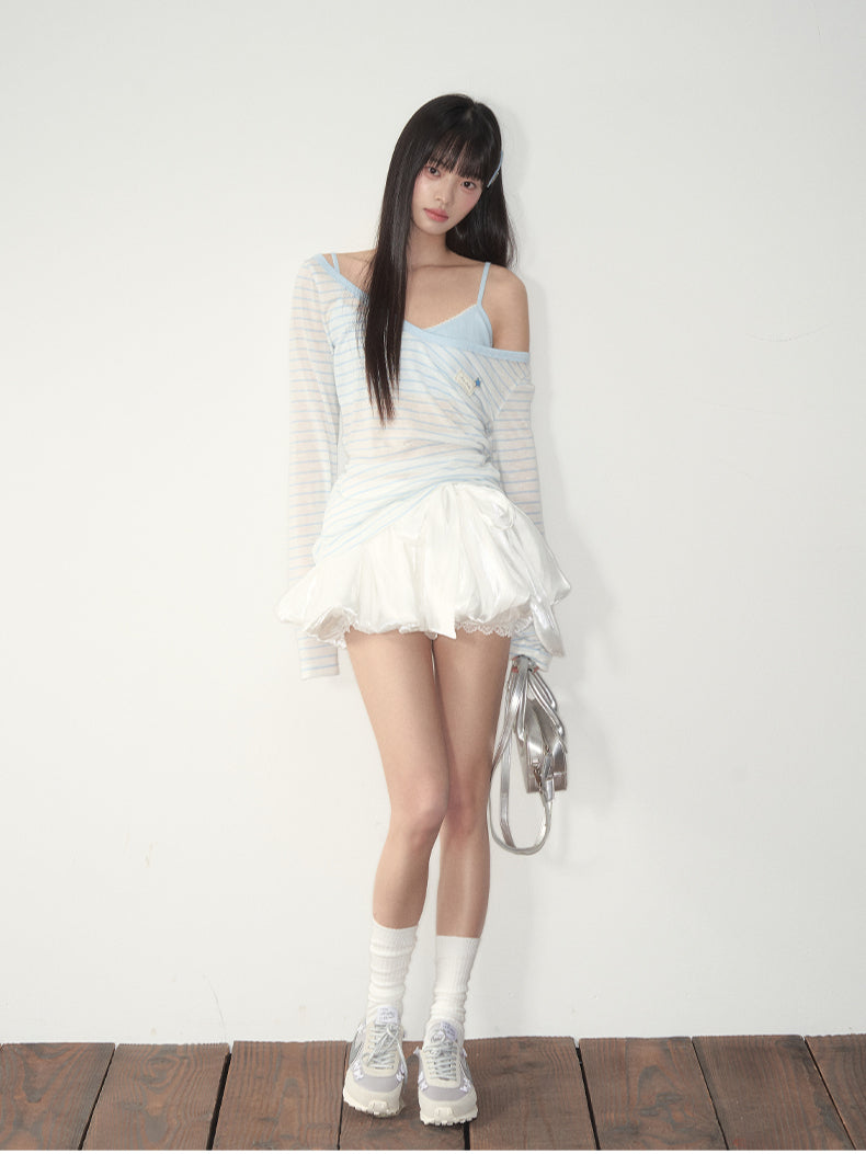 Bow Satin Bubble Mini Skirt - CHINASQUAD