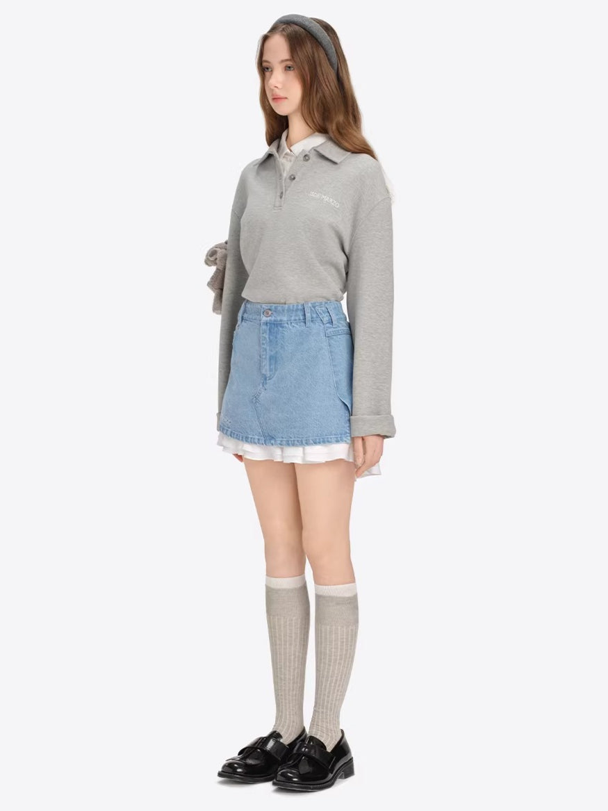 Multi-Way Patchwork Denim Mini Skirt