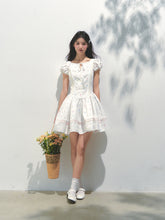 Puff Sleeve Printed Waist - cinching Dress - CHINASQUAD