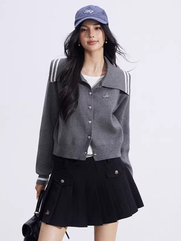 Preppy Layered Collar Knit Cardigans