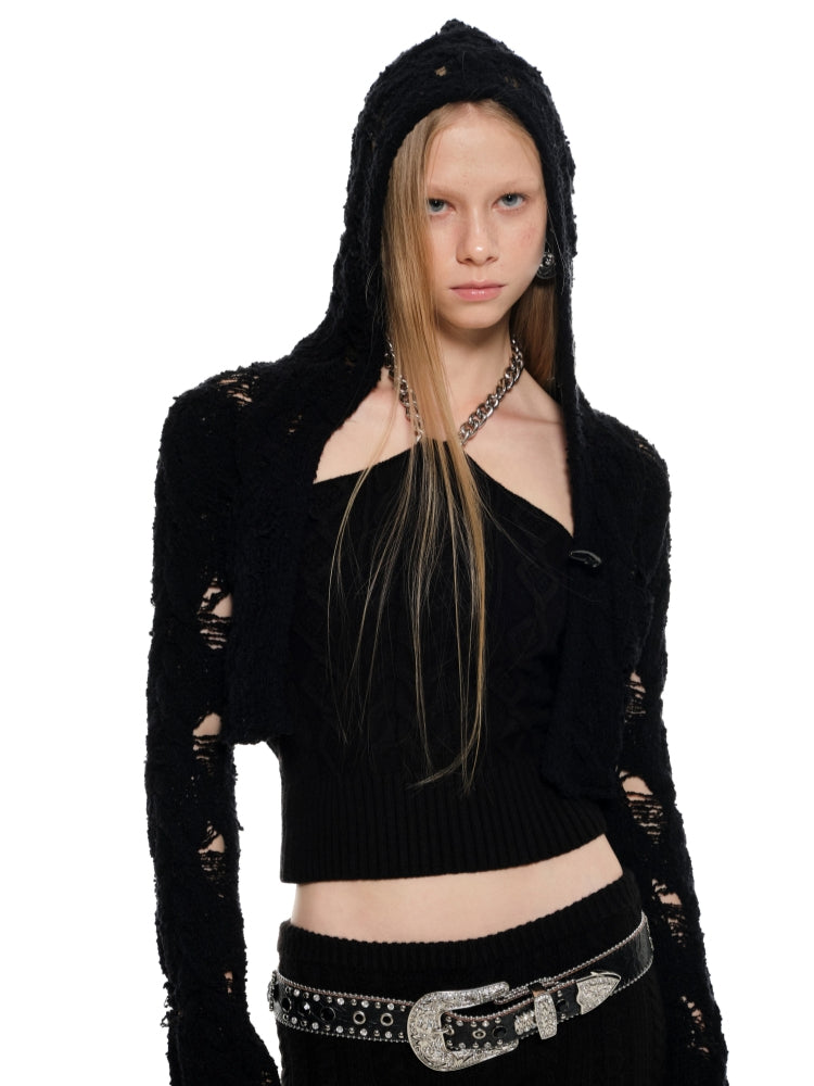 Black & White Chain Knit Tube Top - CHINASQUAD