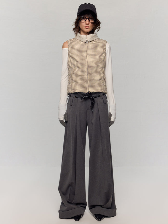 Wool Blend Wide-Leg Pants - CHINASQUAD