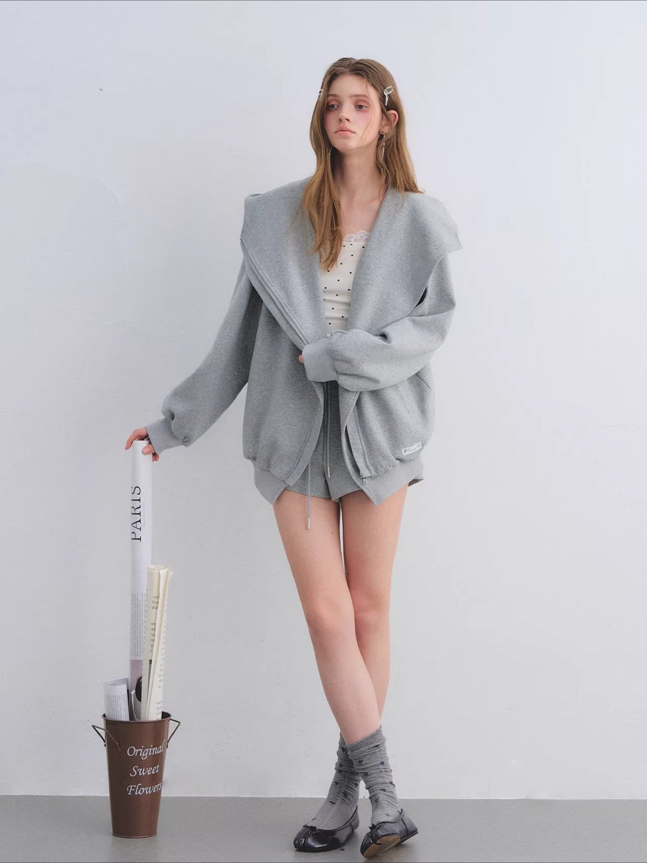 Hooded Zip-Up Sweatshirt & Flared Sweatpants Set