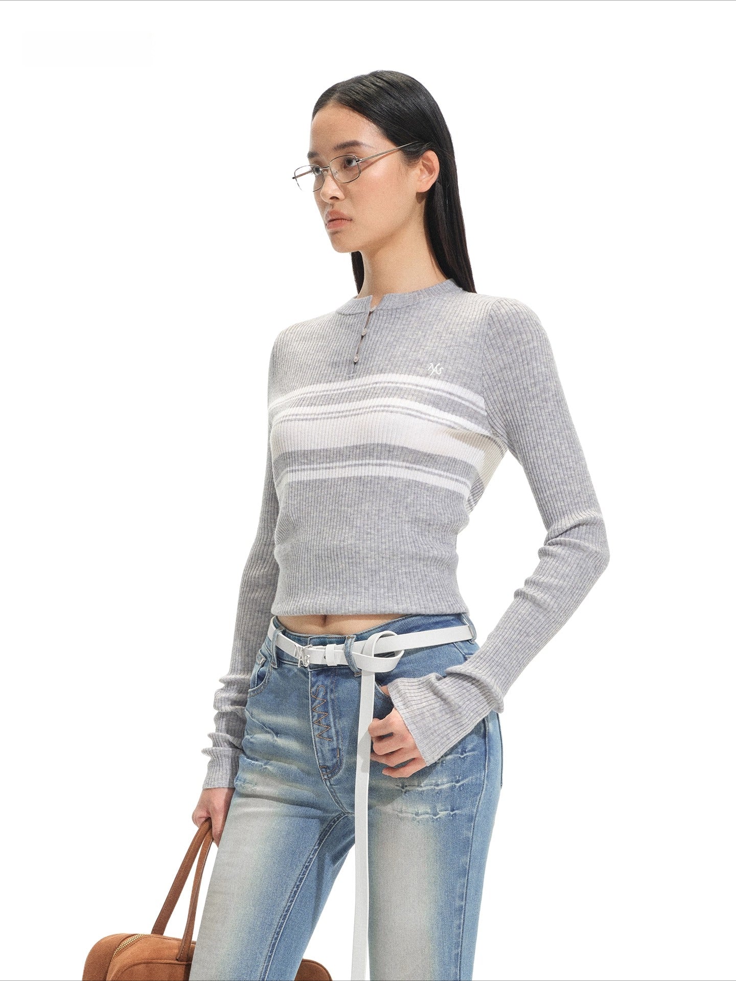 Marina Bay Striped Wool Knit Crewneck