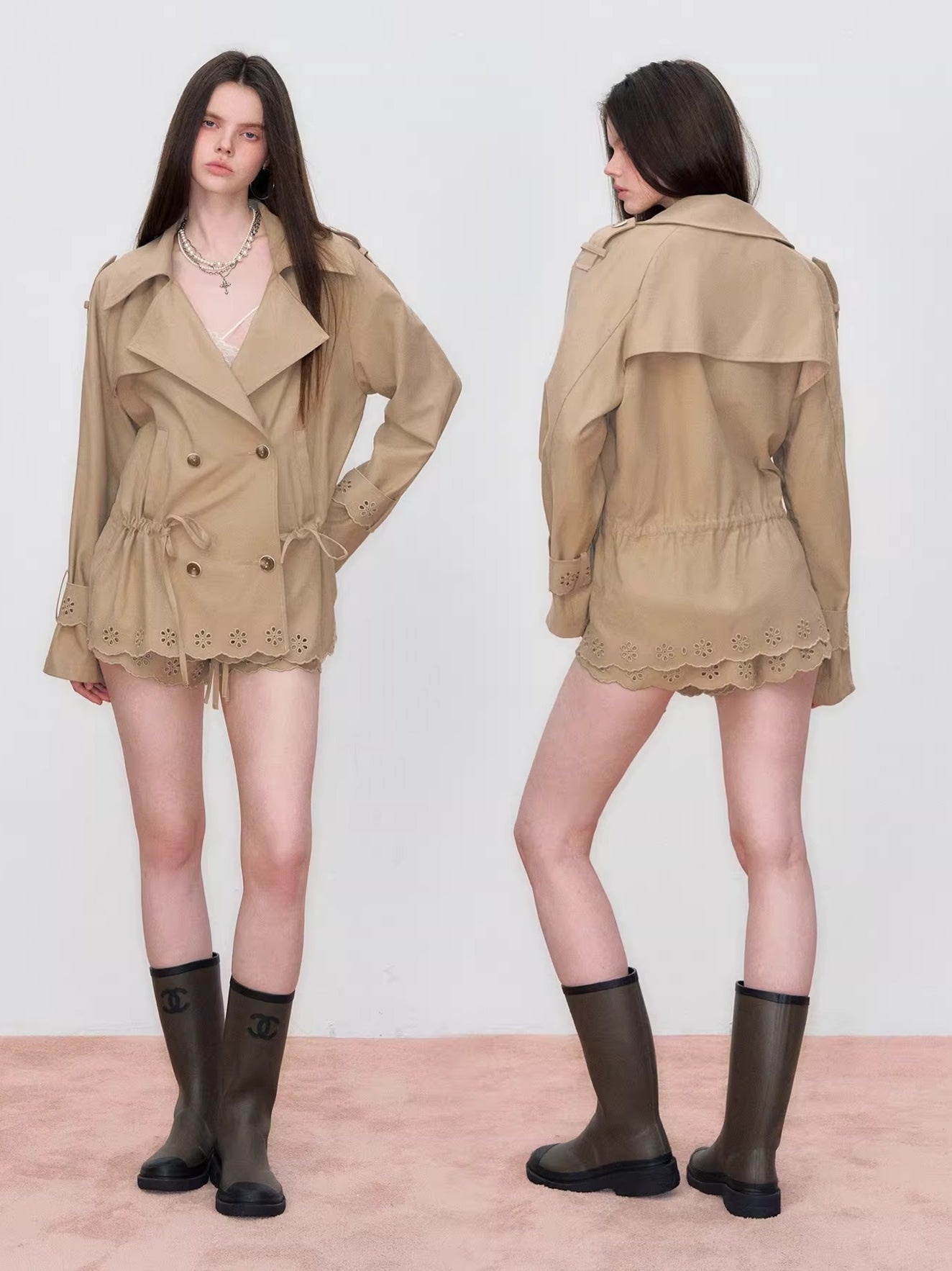 Embroidered Drawstring Jacket