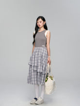 Plaid Asymmetric Sleeveless Vest Dress - CHINASQUAD