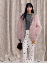 Plaid Spliced Eco-friendly Faux Fur Coat - CHINASQUAD