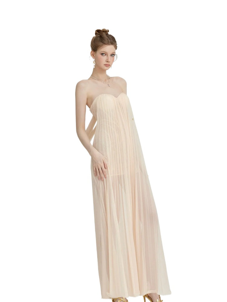 Thea Strapless Mesh Backless Dress - CHINASQUAD