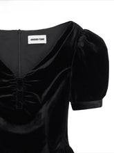 Ruched Puff-Sleeve V-Neck Mini Dress - CHINASQUAD