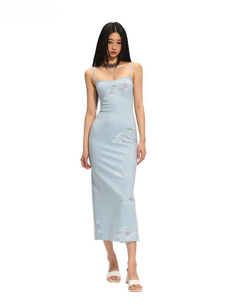 High Stretch Fitted U-Neck Spaghetti Dress - CHINASQUAD
