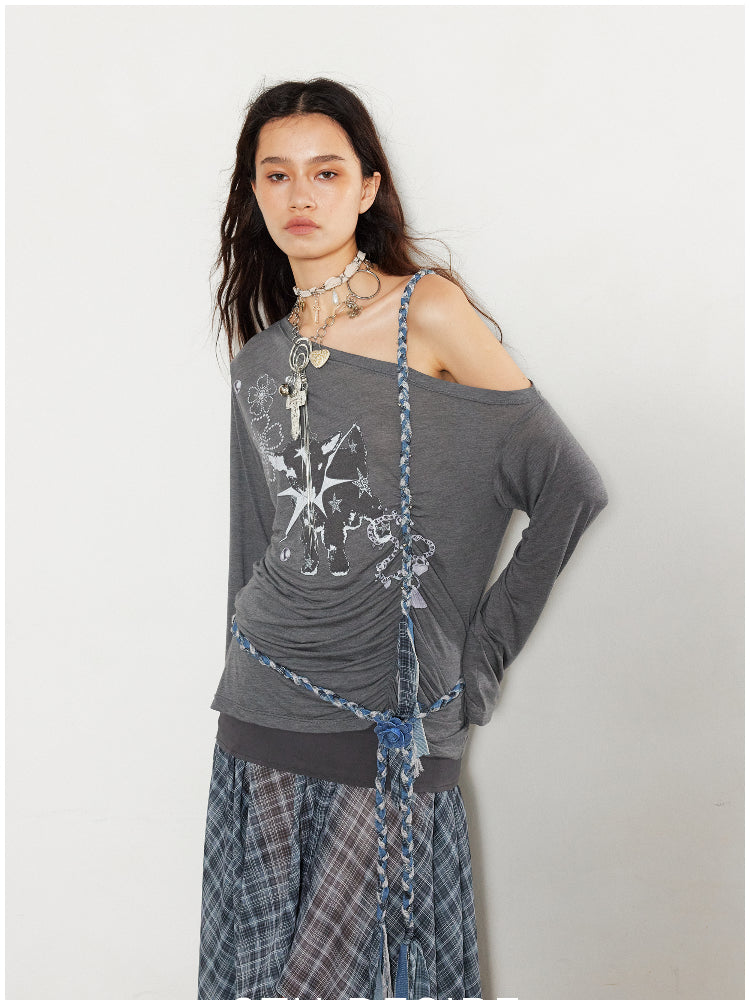 Silver Ring Spliced Cross Flower Waist Chain Necklace - CHINASQUAD