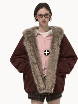 Faux Fur Collar Hooded Puffer Jacket