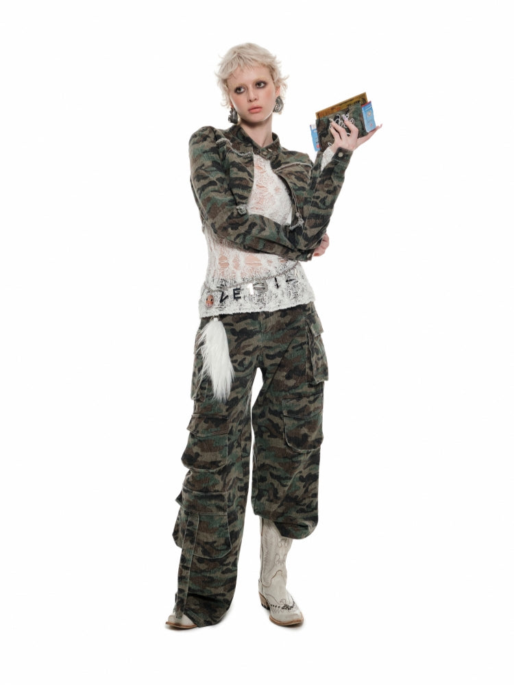 Camo Washed Distressed Jacket - CHINASQUAD