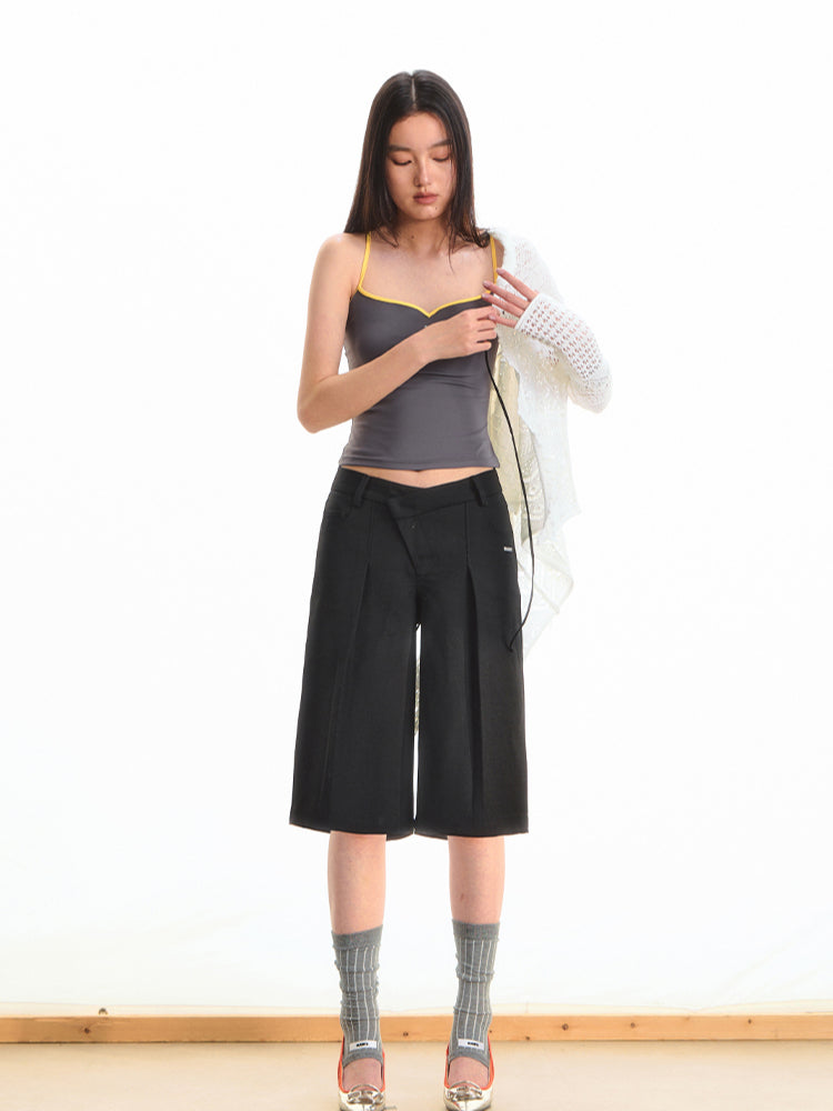 Black Low-Waist Bermuda Shorts - CHINASQUAD