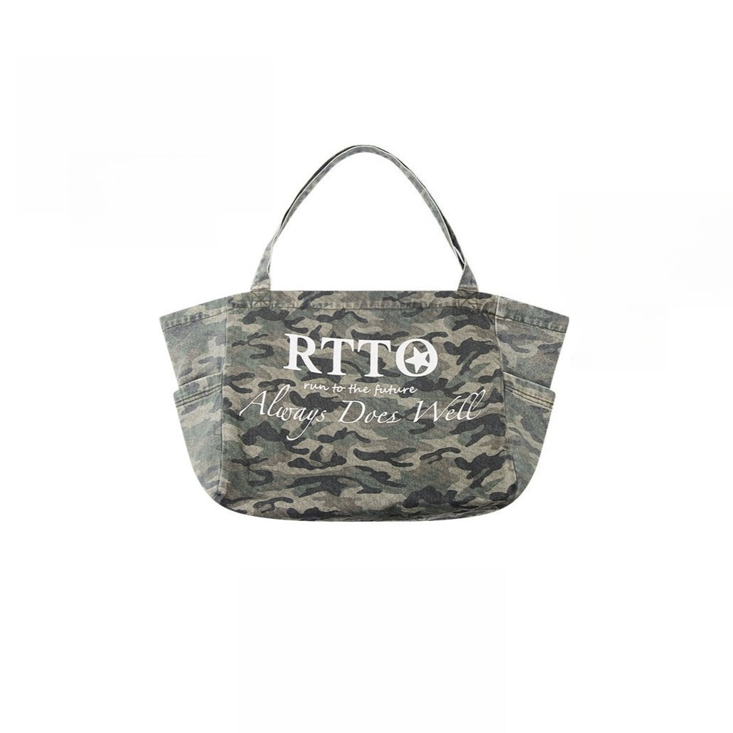 Washed Camouflage Canvas Tote Bag