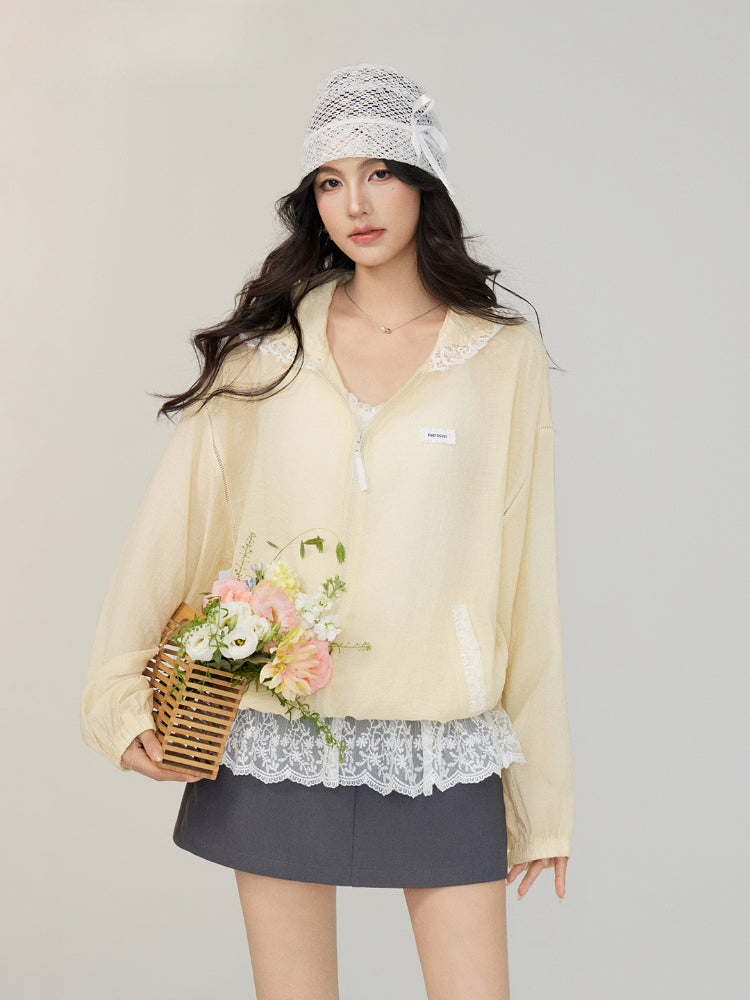 Lace Trimmed Oversized Sun Protection Coat - CHINASQUAD