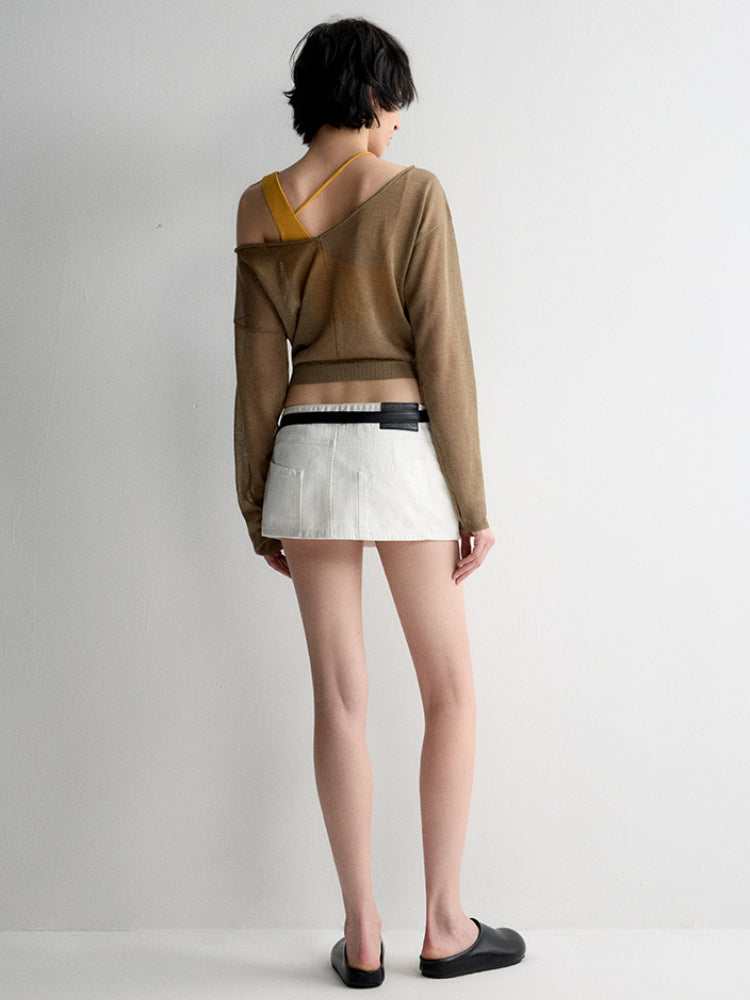 Rolled Edge Neckline Knitted Cover-Up - CHINASQUAD