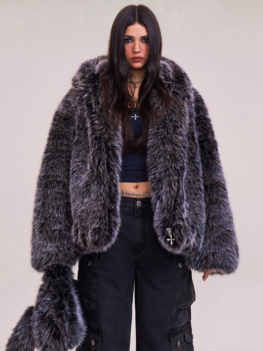 Cross Relic Oversized Faux Fur Hoodie