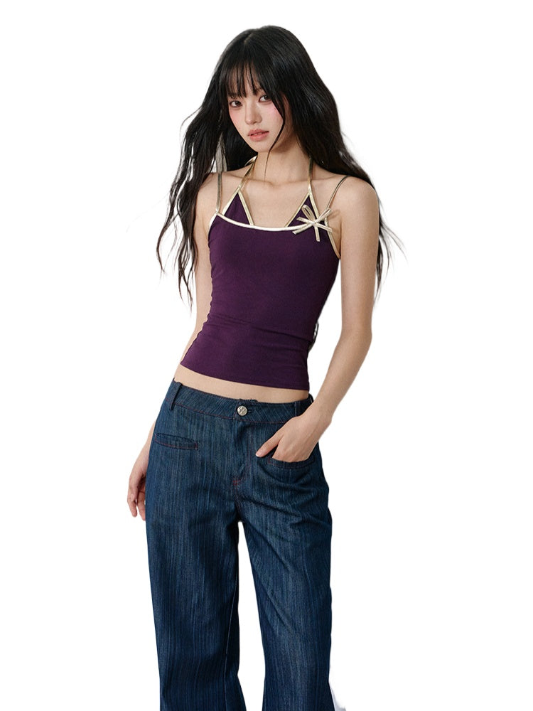 Two-tone Retro Halter Top - CHINASQUAD