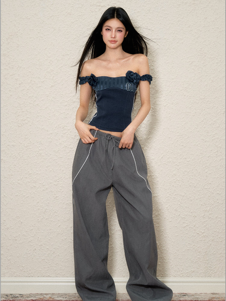 Striped Design Loose Wide-Legged Pants - CHINASQUAD