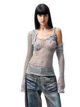 Hollow-Out Knitted Cropped Long-Sleeve Cover-Up - CHINASQUAD