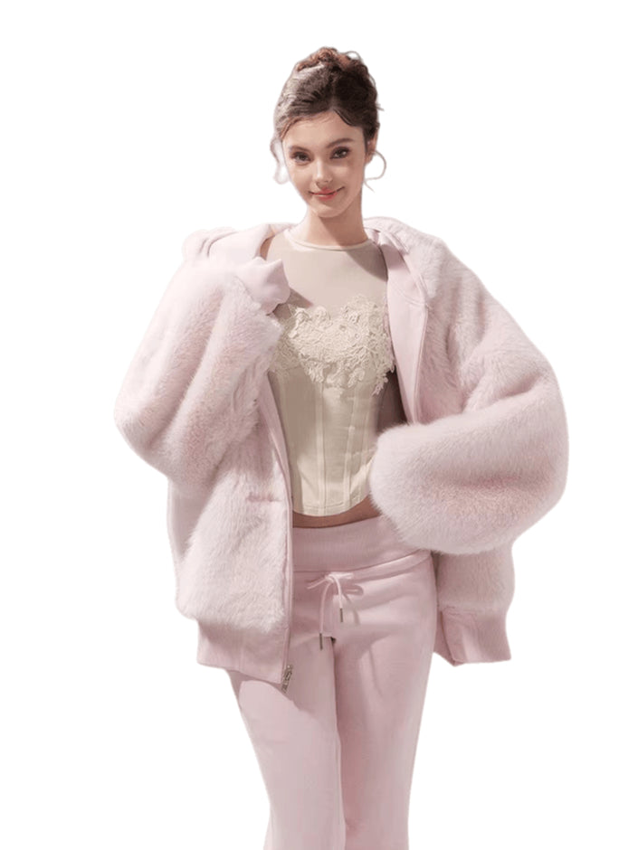 Hooded Fleece Jacket & Plush Sweatpants Set