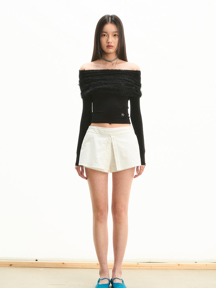 Lace-Trim Off-Shoulder T-shirt - CHINASQUAD