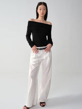 Wool One-Shoulder Off-Shoulder Long-Sleeve T-Shirt - CHINASQUAD