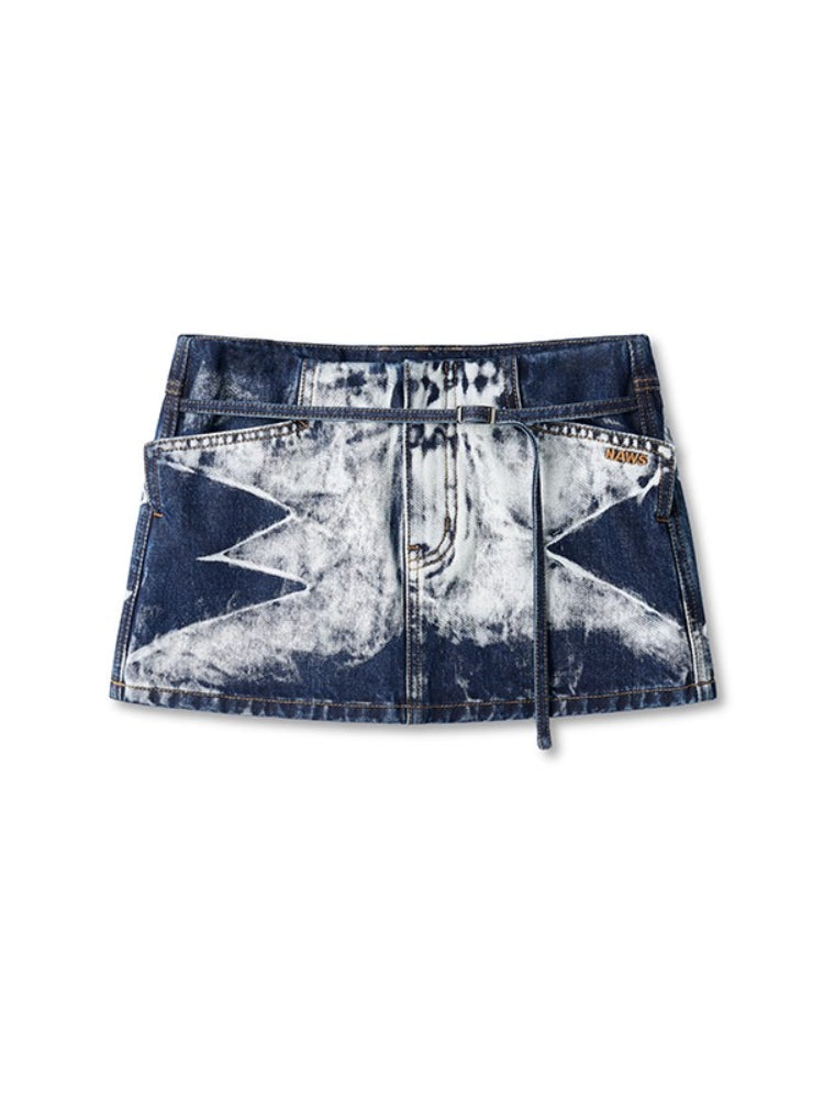 "Feria Series" Volcano Washed Denim Mini Skirt - CHINASQUAD