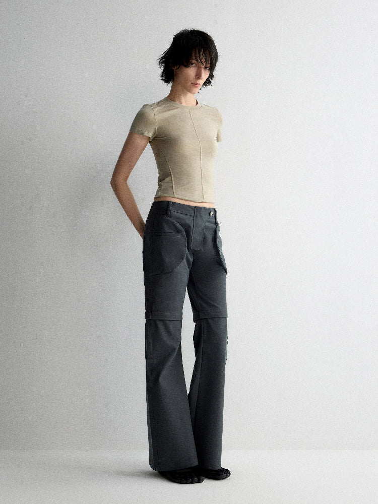 Two-in-One Removable Flared Casual Pants - CHINASQUAD