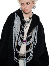 Black & White Oversized Chain Print Hoodie Cardigan - CHINASQUAD