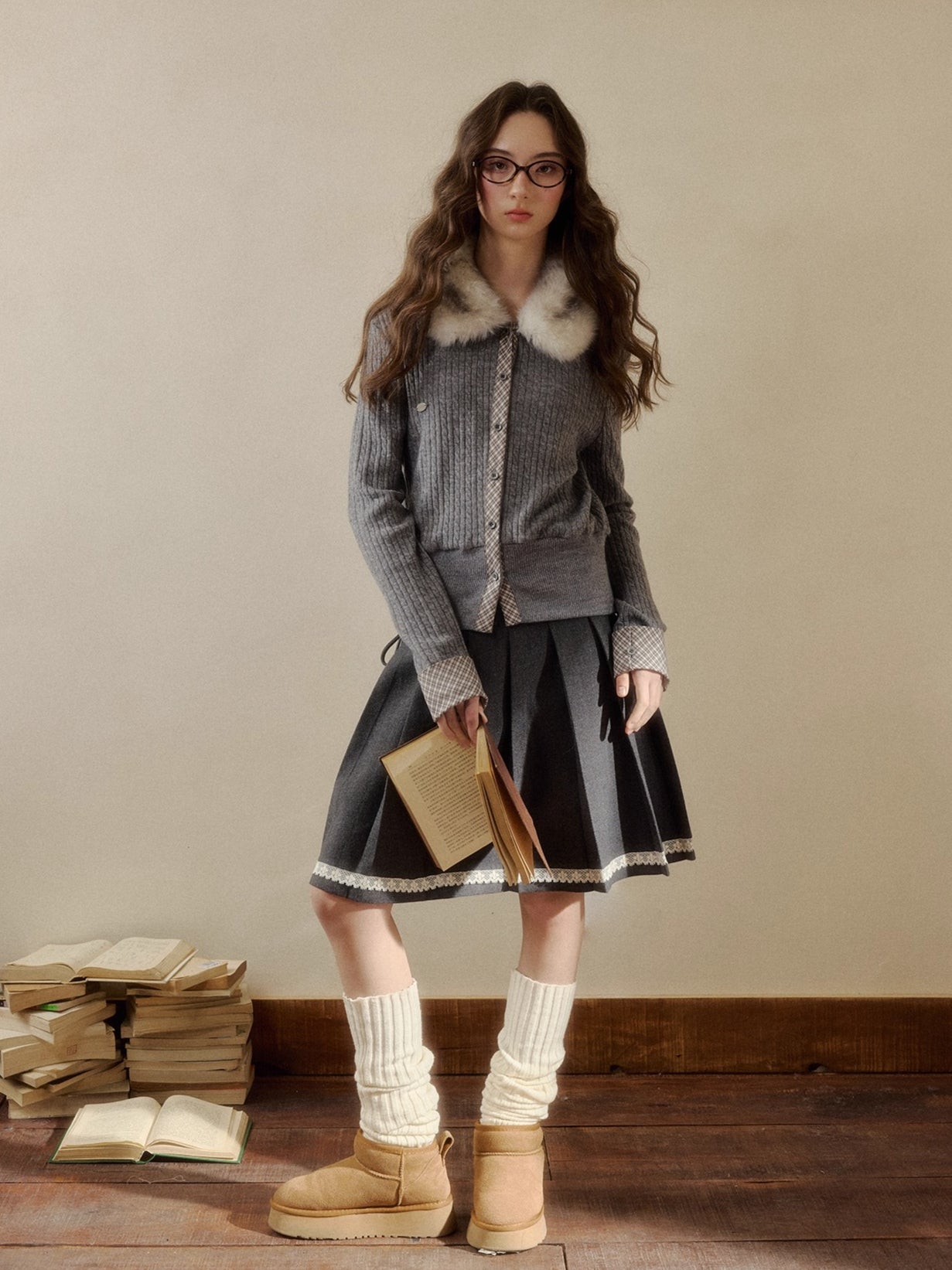 Vintage Check Contrast Knit Sweater