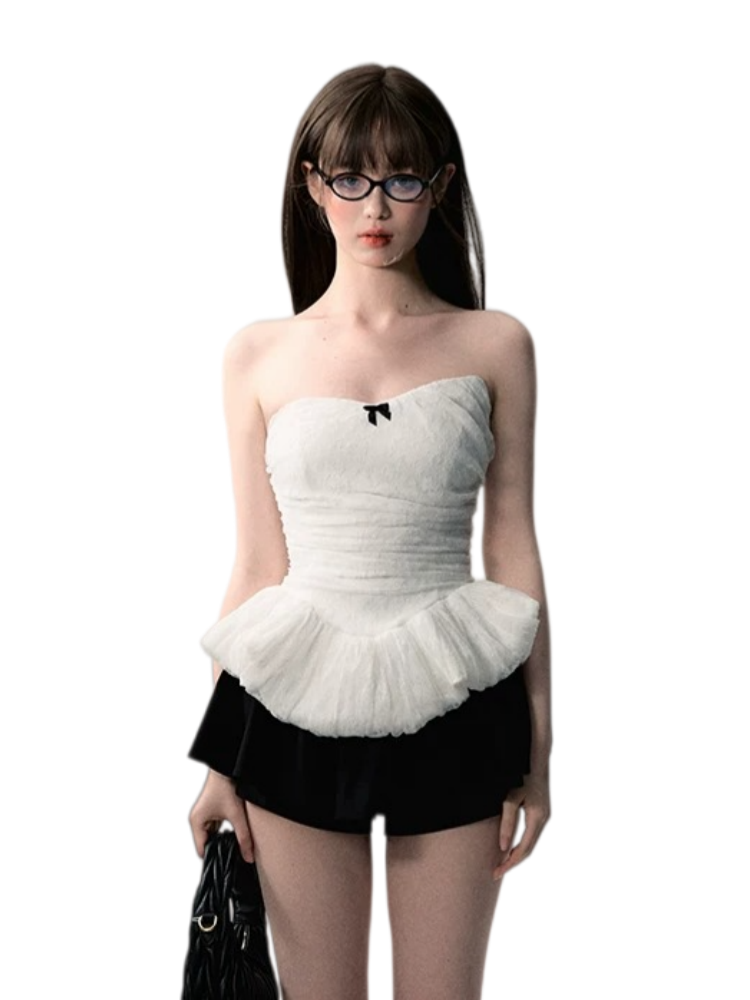 White Lace Corset Tube Top