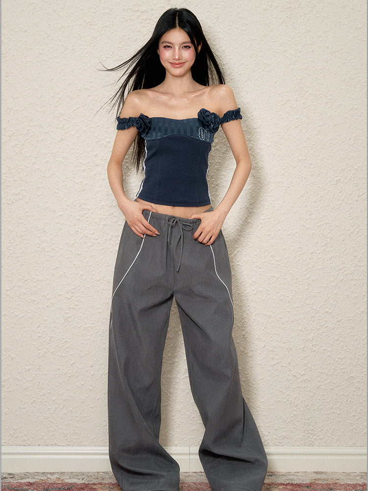 3D Floral Off-Shoulder Vest - CHINASQUAD