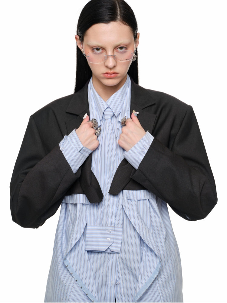 Cropped Grey Blazer - CHINASQUAD