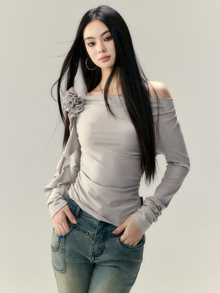 Rose Flower Ribbon Multi-Wear Long Sleeve T-shirt - CHINASQUAD