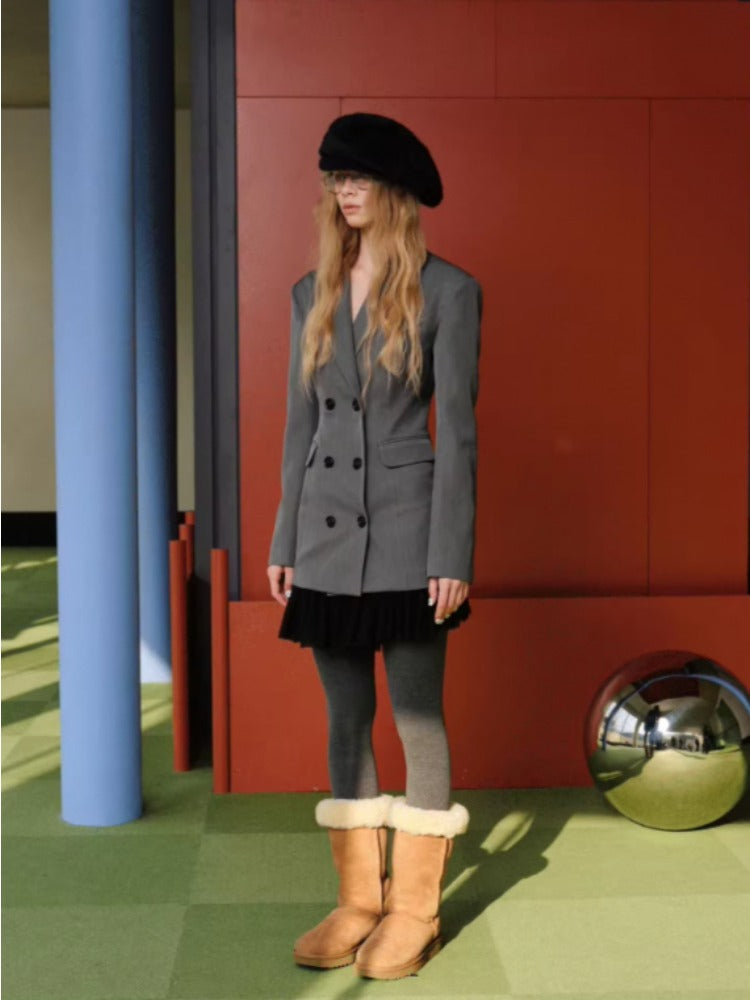 Black & Gray Blazer Dress - CHINASQUAD